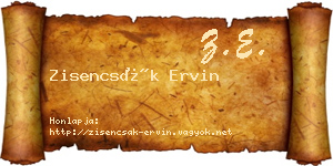Zisencsák Ervin névjegykártya